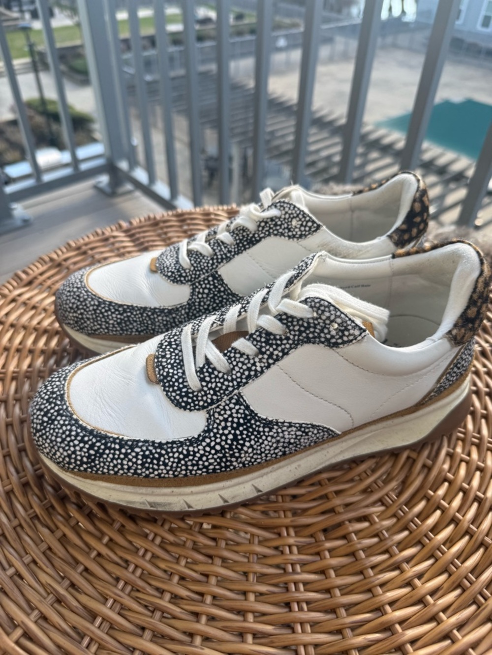 White and Black Speckled Women's Fashion Sneakers